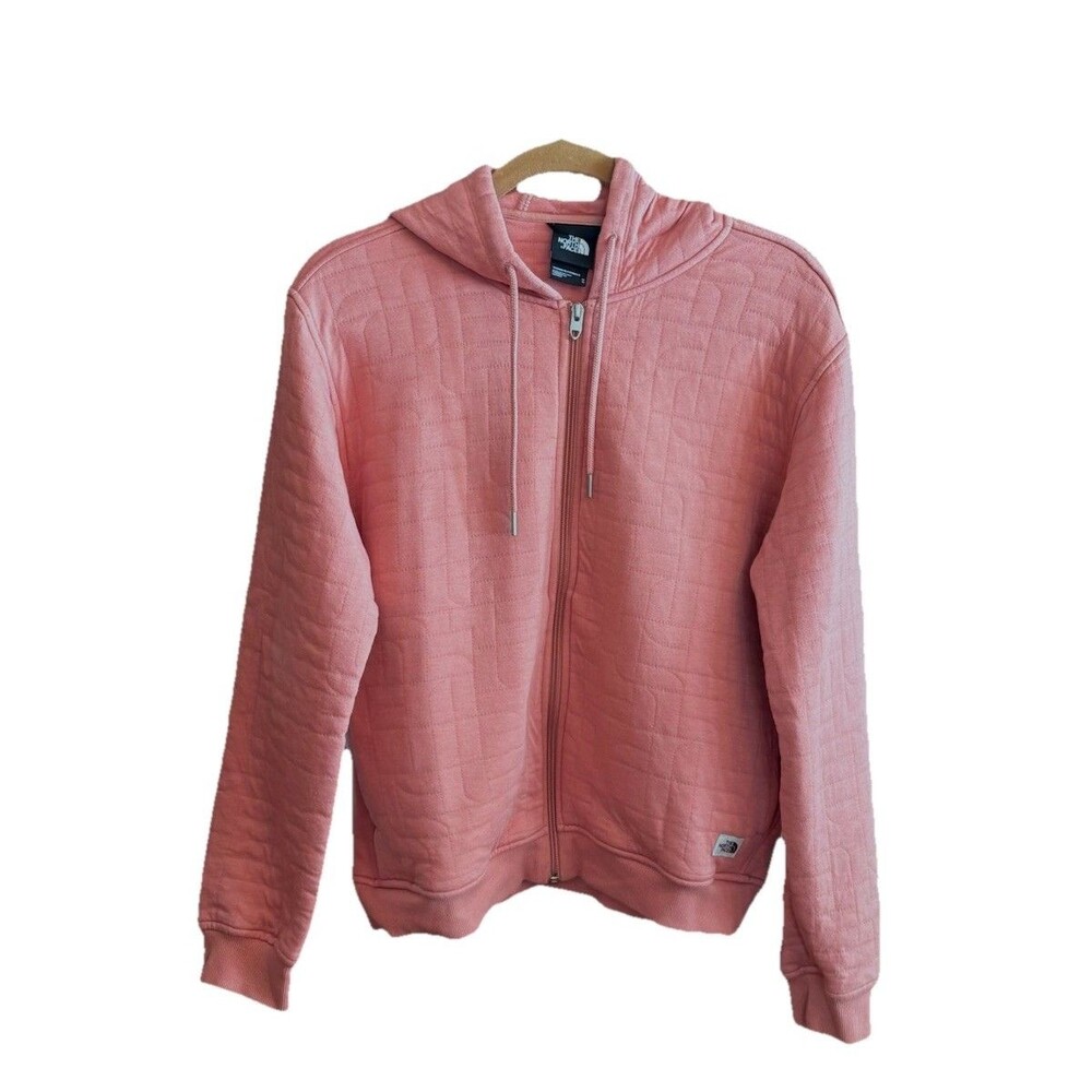 The North Face Women's Longs Peak Quilted Full-Zip Hoodie Jacket Rose Pink Med
